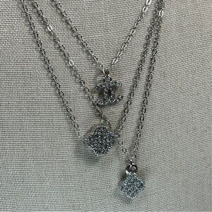 Silver & Rhinestone Multilayered Necklace